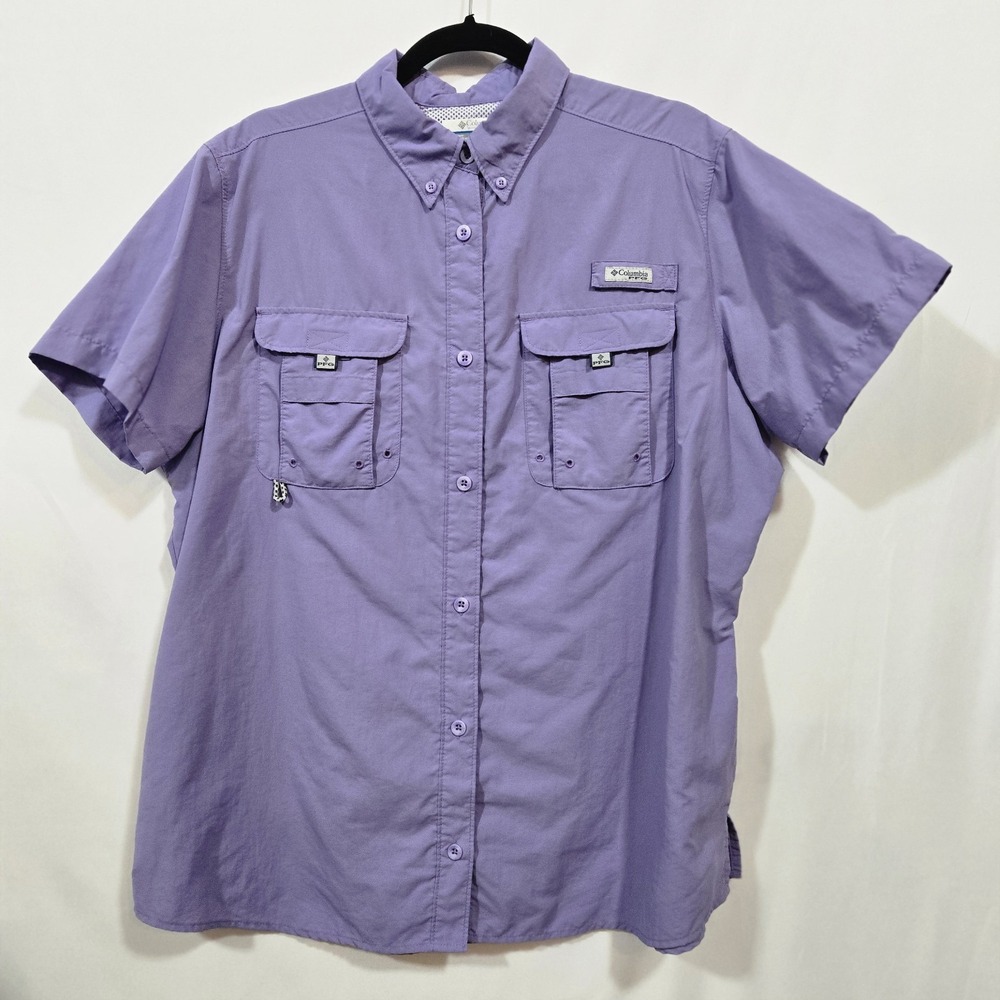 Columbia PFG Bahama Women's XL Purple Short Sleeve Vented Fishing Shirt